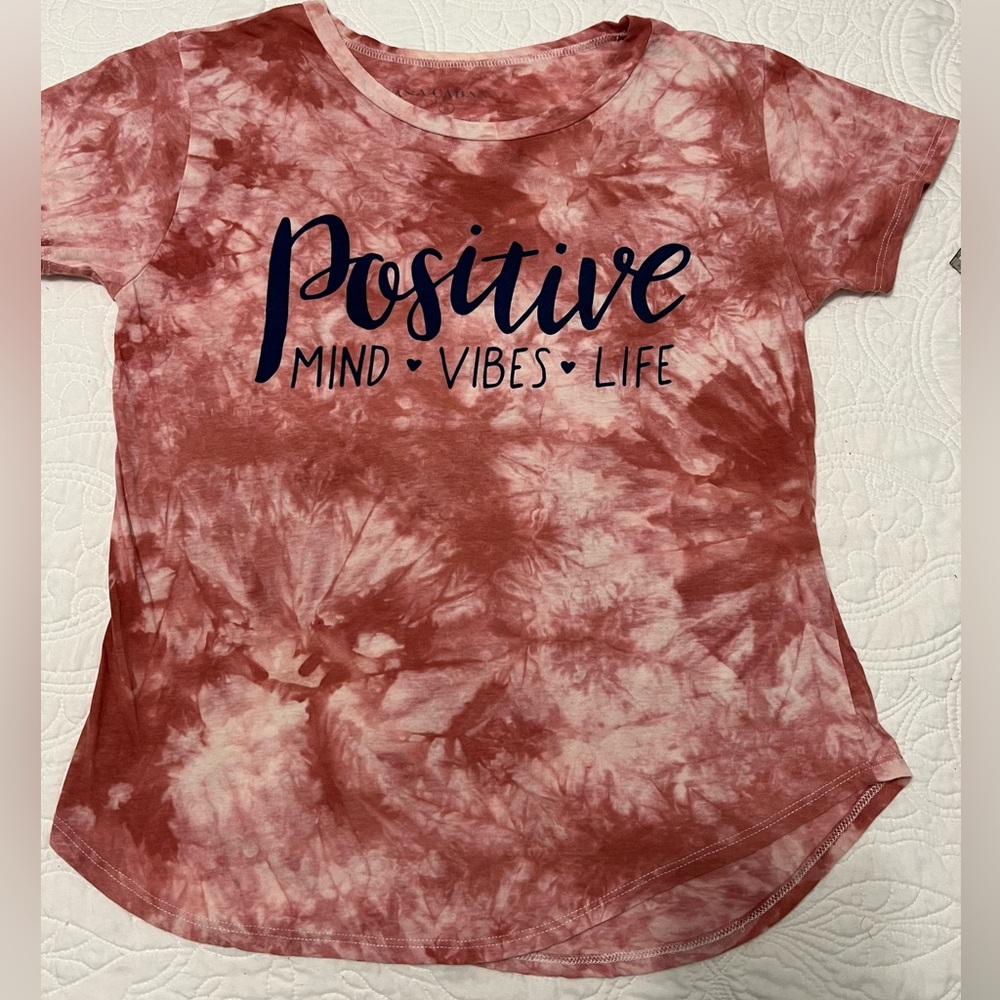 Tie Dye "Positive Vibes" Tee by ANA CABANA Sz S